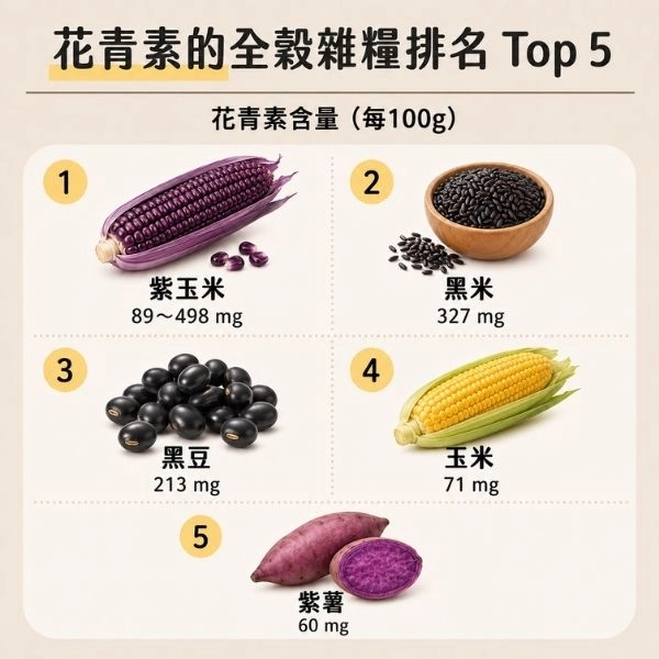 含花青素的全穀雜糧排名Top 5